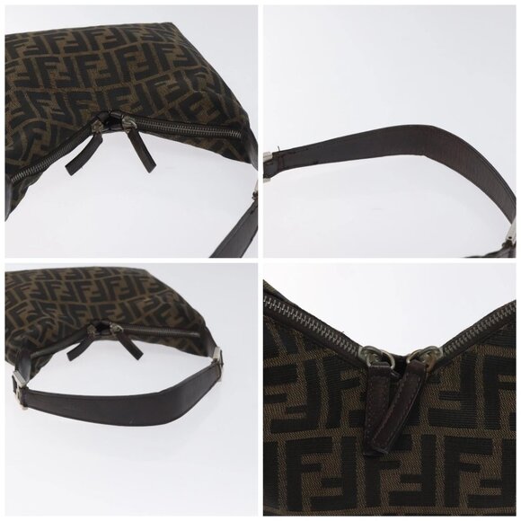 FENDI Zucca Canvas Shoulder Bag Black Brown Auth 129931 - Picture 16 of 16